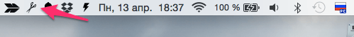 Иконка буфера обмена в панели на Mac OS