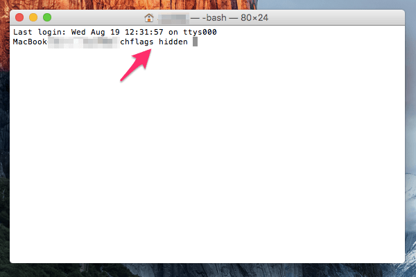 Команда для скрытия файла или папки на Mac OS