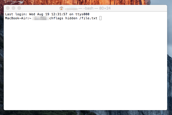 Скрытие файла или папки через терминал Mac OS