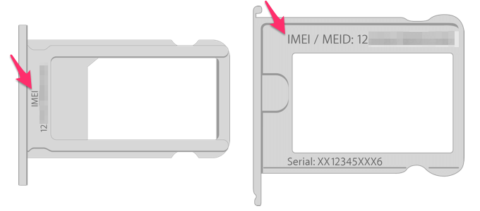 Посмотреть IMEI iPhone в лотке для SIM-карты (sim tray)