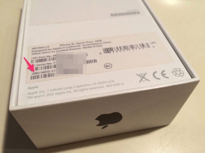 IMEI на коробке iPhone