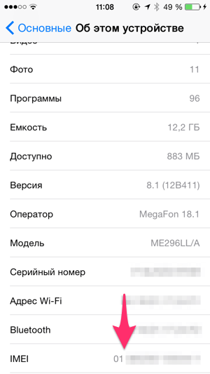 Основная информация об устройстве iPhone и его IMEI