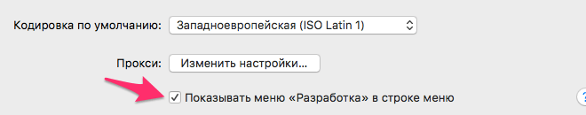 Включение режима разработчика для очистки кэша в Safari